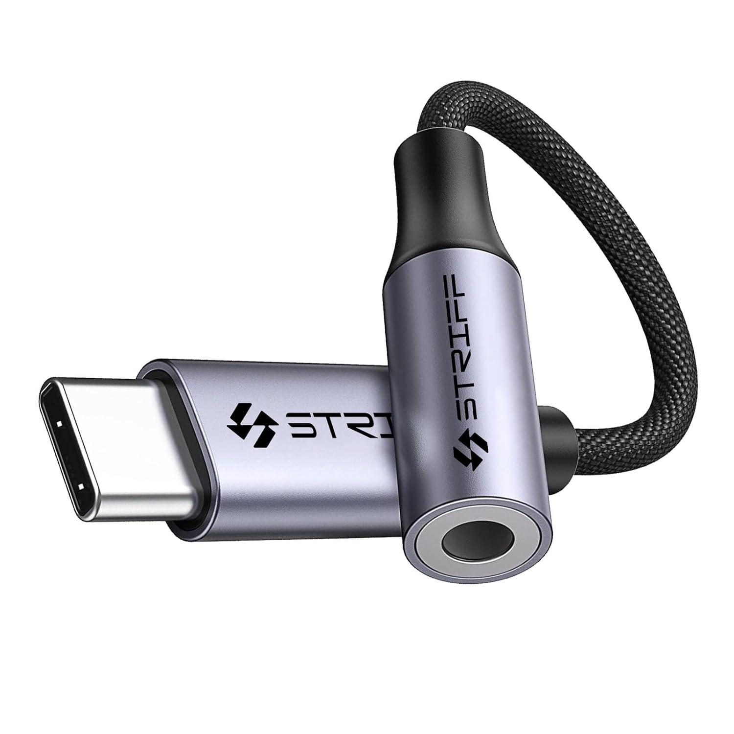 STRIFF Type C to 3.5 mm Audio Jack Connector with DAC Headpho…